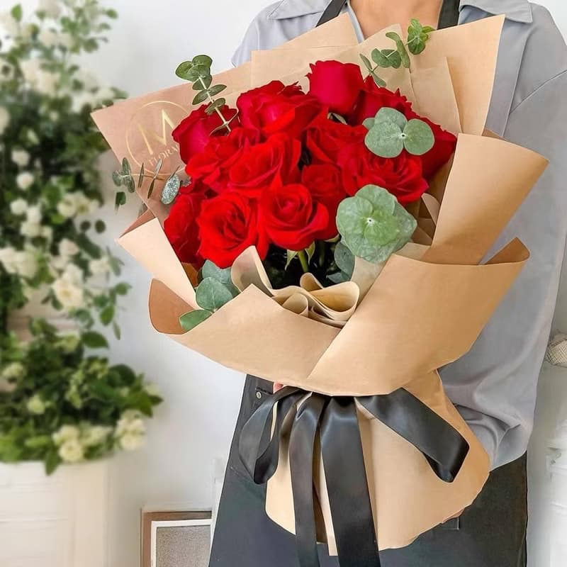 卡布奇諾紅玫鮮花花束