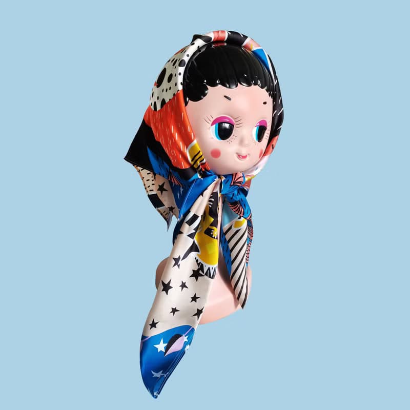 插畫師周邊::真絲絲巾100%silk:: — 獨角獸 unicorn印花 大方巾