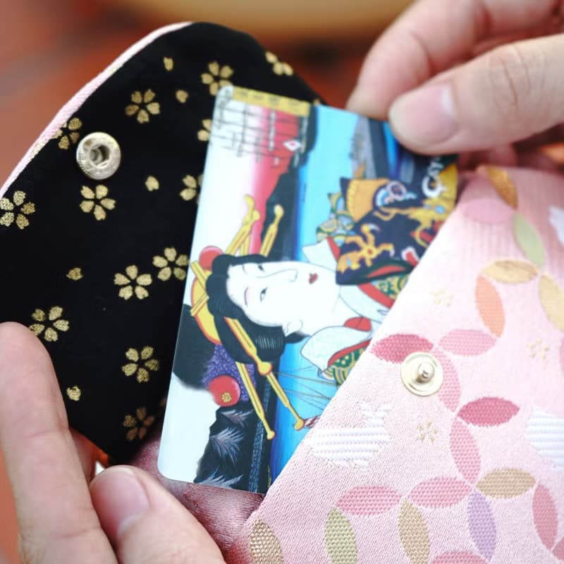 西陣織|粉織玉兔口袋口金包|和風設計