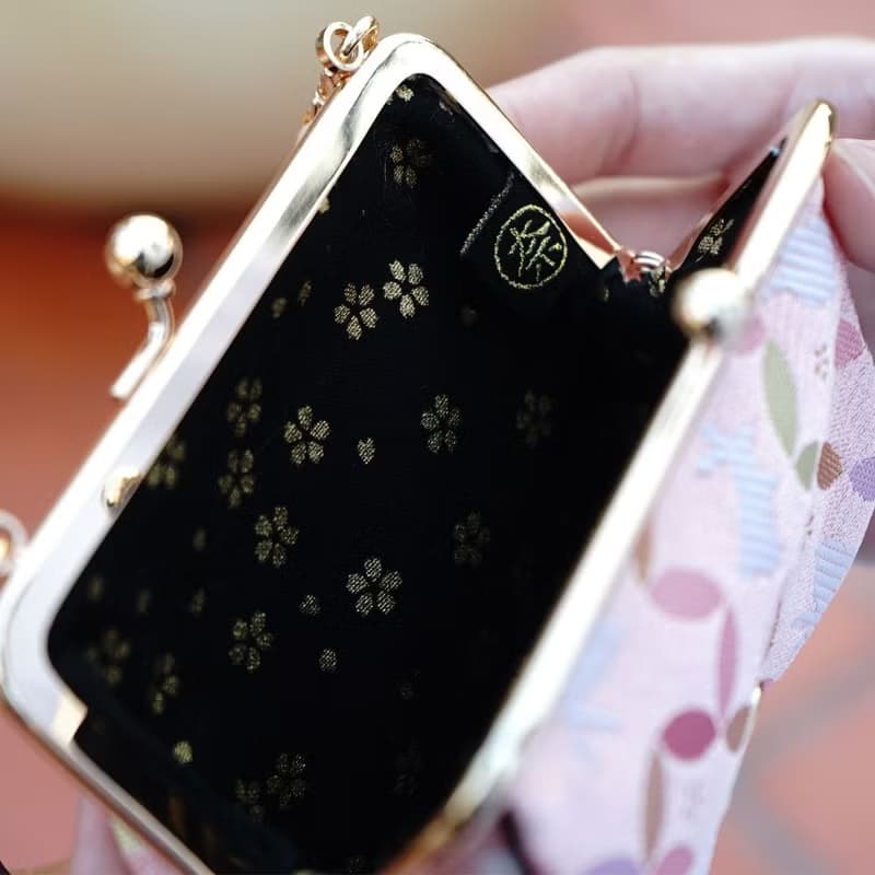 西陣織|粉織玉兔口袋口金包|和風設計