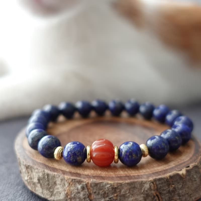 靜 青韻 天然青晶石  豐收富足南紅 沉靜的美 手鍊手環 手串配飾