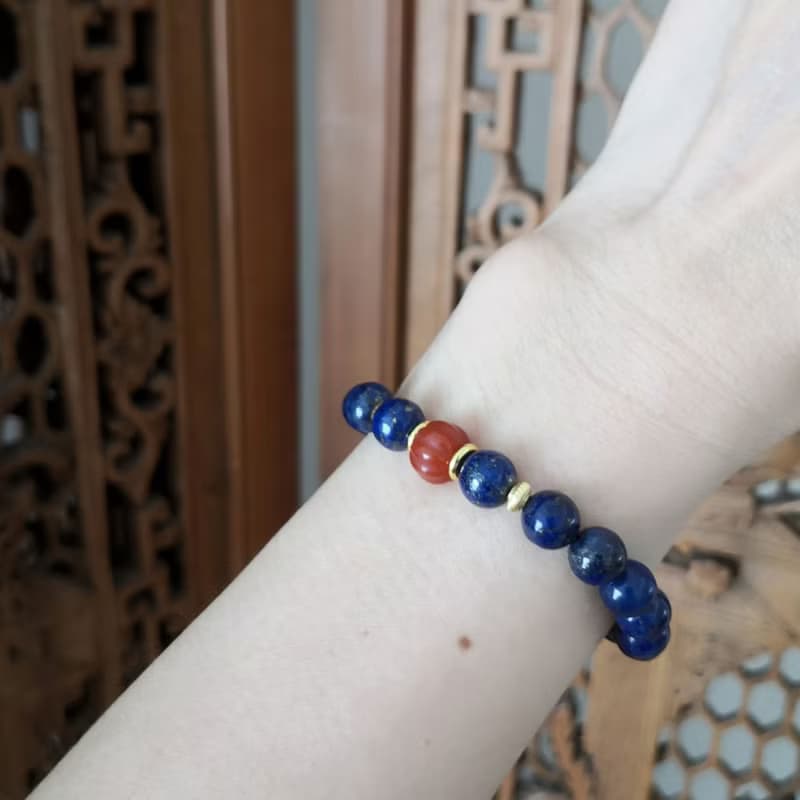 靜 青韻 天然青晶石  豐收富足南紅 沉靜的美 手鍊手環 手串配飾