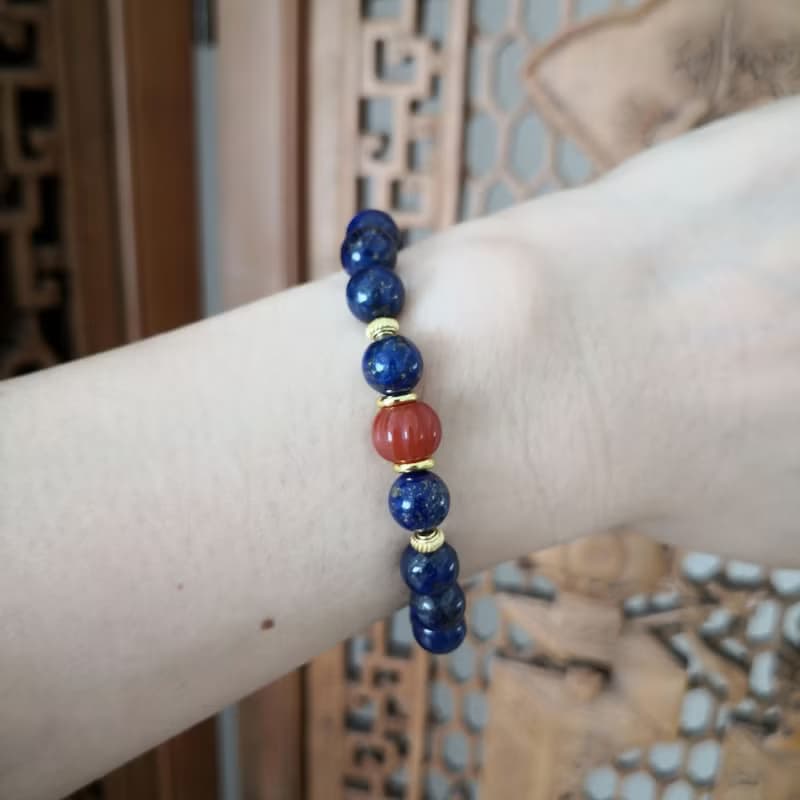 靜 青韻 天然青晶石  豐收富足南紅 沉靜的美 手鍊手環 手串配飾