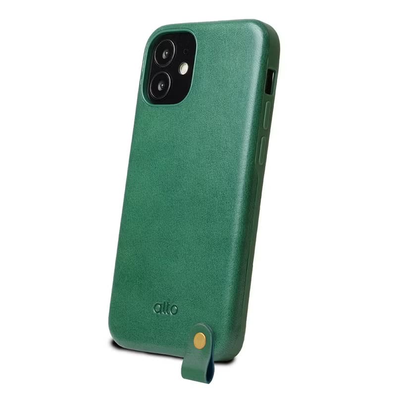 頸掛式皮革防摔手機殼iPhone 12 Mini 綠