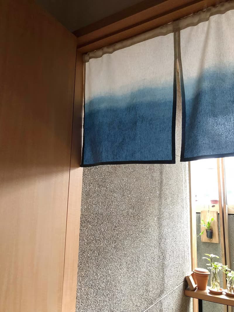 有機棉藍染日式短門簾 Organic Cotton