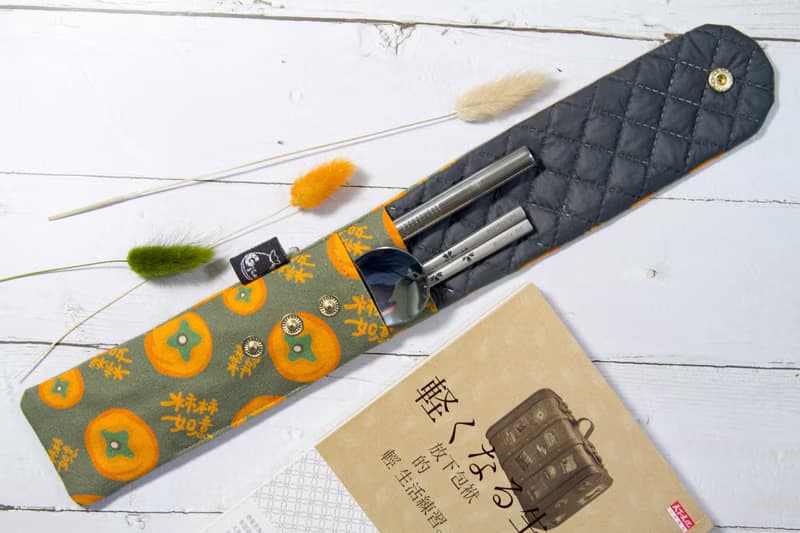 【Gi LAI】 6.5*26Cm環保雙層筷袋 餐具袋-柿柿如意