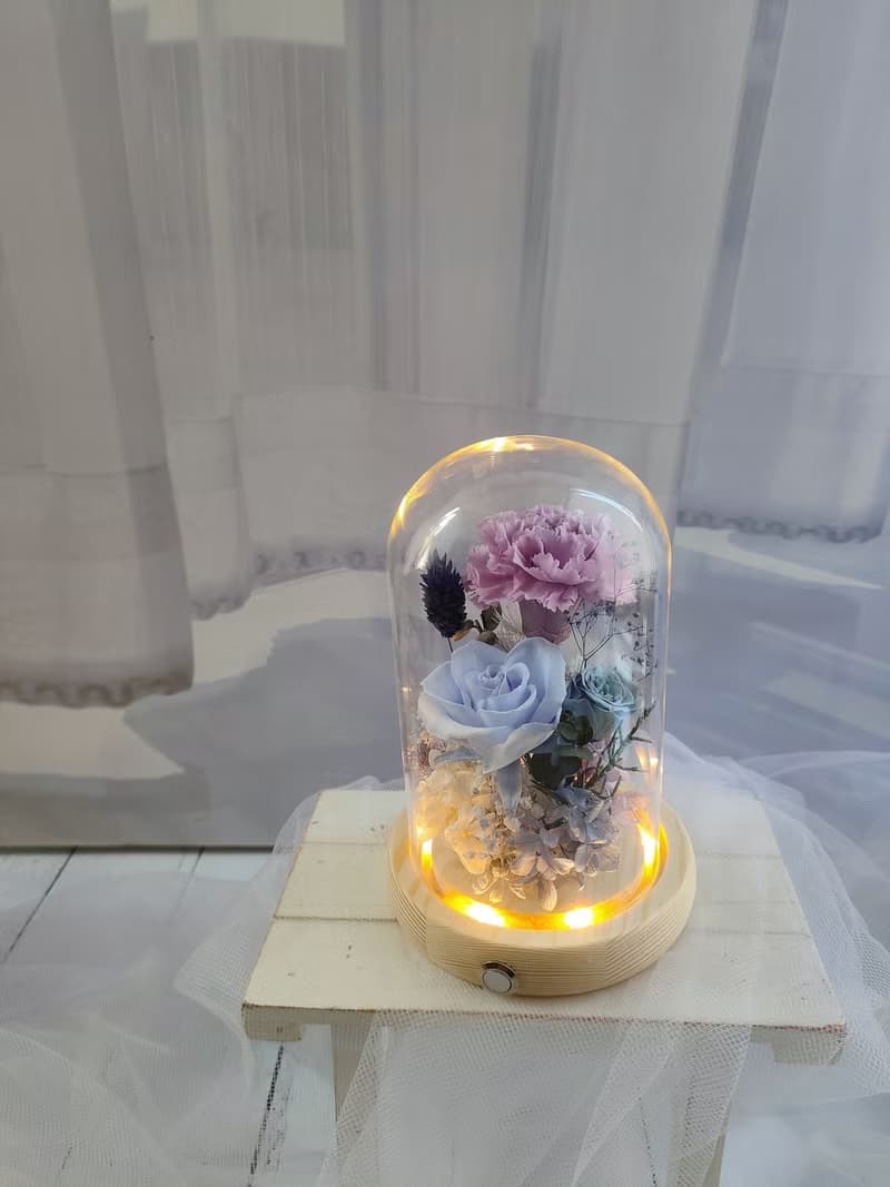 【體驗】【1人開班】花藝手作課程-玫瑰玻璃花盅-永生花玻璃罩