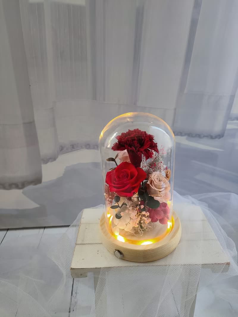 【體驗】【1人開班】花藝手作課程-玫瑰玻璃花盅-永生花玻璃罩