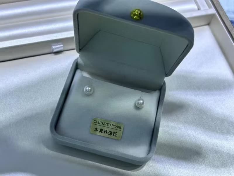天然海水珍珠 akoya 櫻花粉 18k金 耳釘