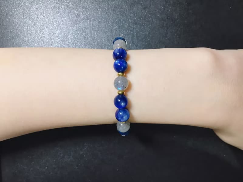【藍色星球2】藍晶石 拉長石 月光石 白水晶 手鍊