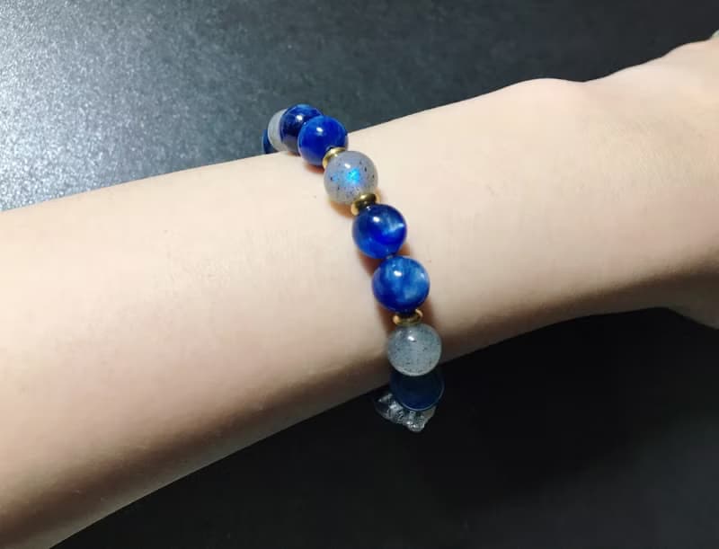 【藍色星球2】藍晶石 拉長石 月光石 白水晶 手鍊