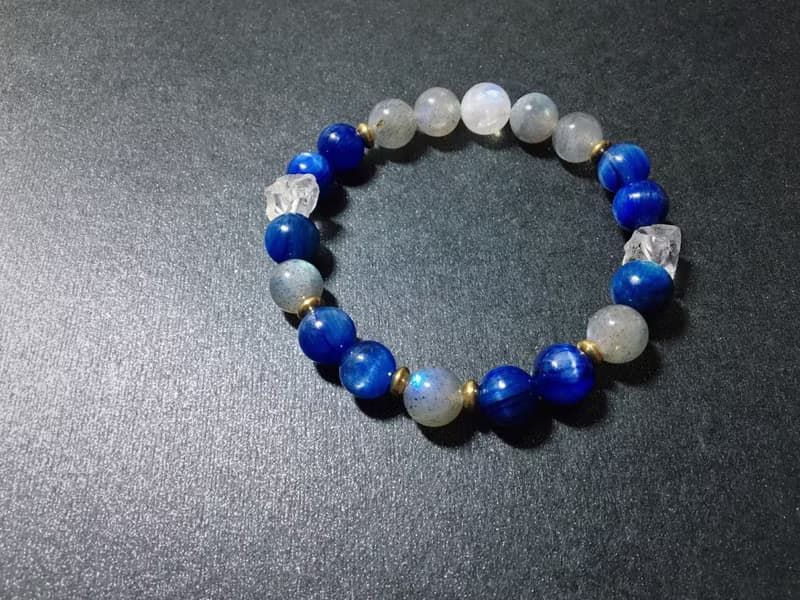 【藍色星球2】藍晶石 拉長石 月光石 白水晶 手鍊