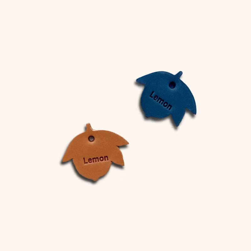 寵物刻字身份牌貓咪貓防丟牌真皮寵物定制檸檬牌 Leather Pet Tag
