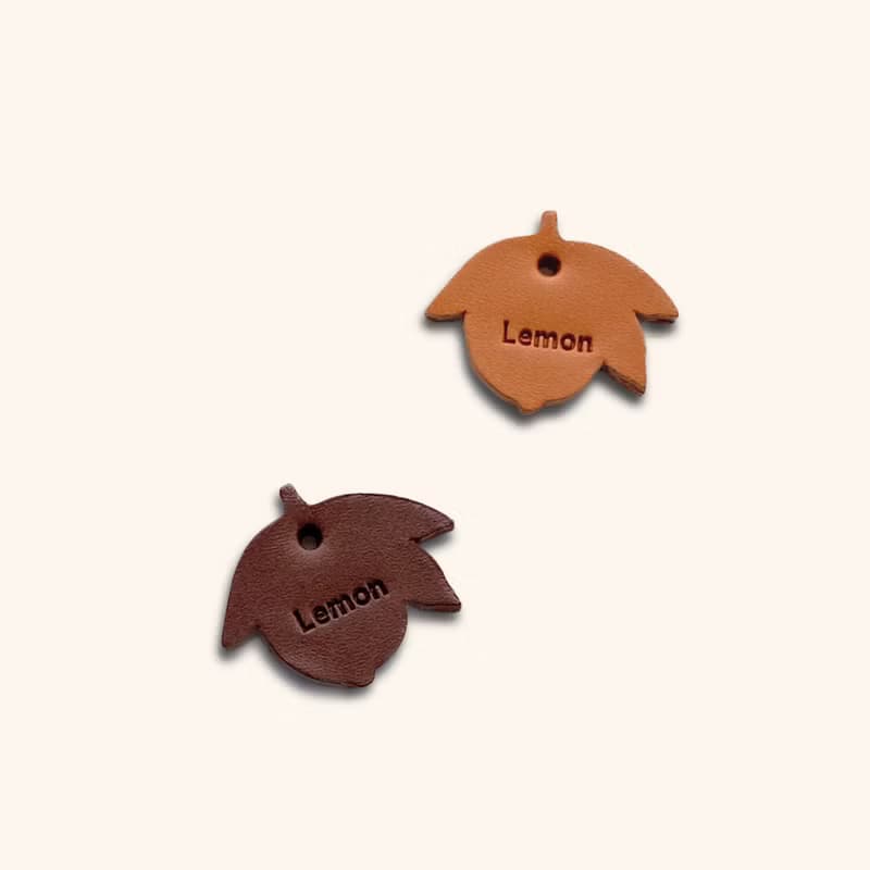 寵物刻字身份牌貓咪貓防丟牌真皮寵物定制檸檬牌 Leather Pet Tag