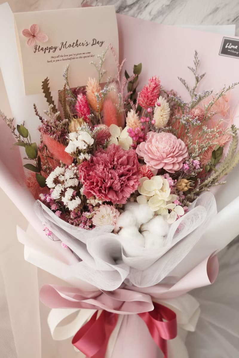 母親節不凋花康乃馨花束-粉 /不凋花/永生花