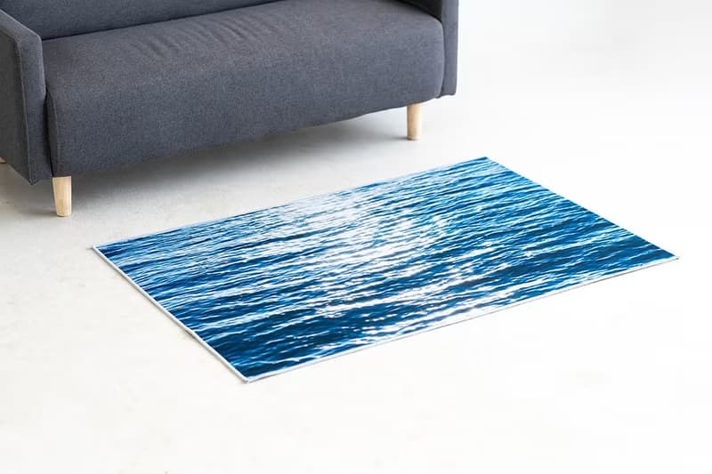 藍色大海地墊 家用房門客廳臥室腳踏墊 防滑短毛絨地毯