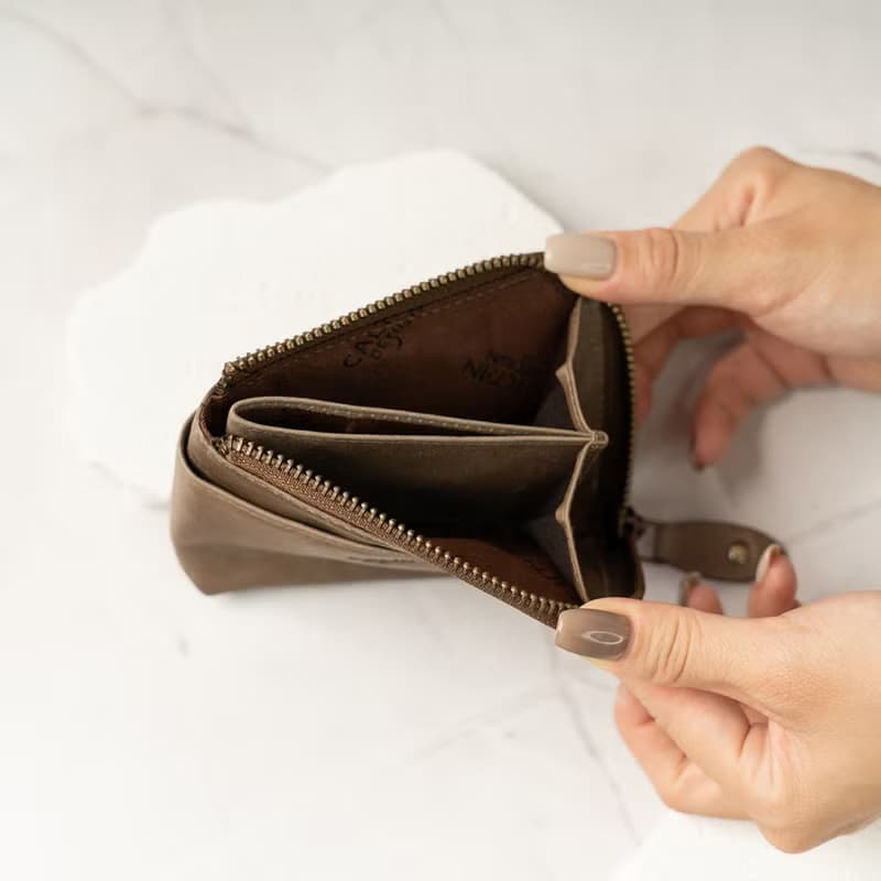 【24hr快速出貨】真皮L型拉鍊卡片小零錢包-1821 零錢袋
