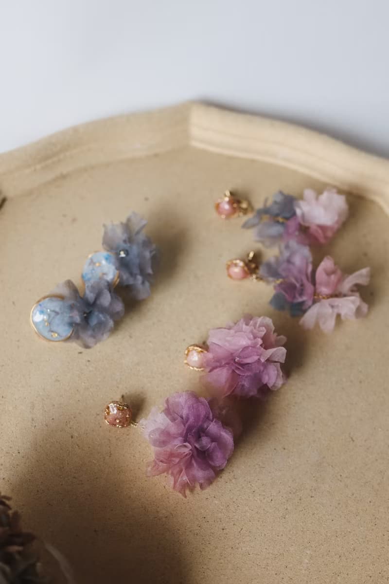 串串 手工手染紗花耳環 新娘飾品