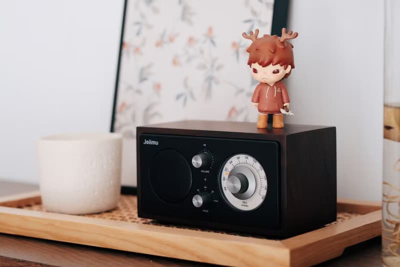 實木無線 藍芽音箱 高音質 桌面音響 復古收音機 黑胡桃木禮