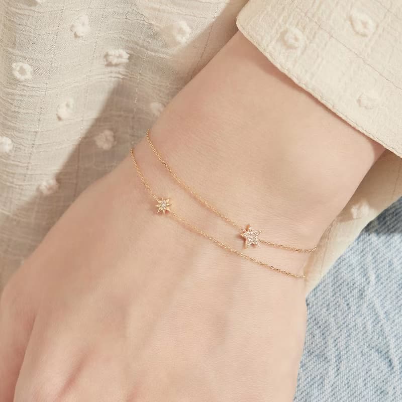 Visel 八芒星星鑽石手鍊