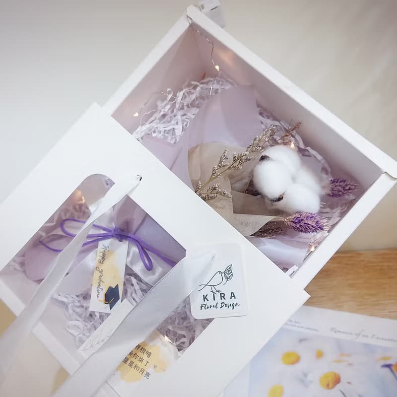 棉花畢業花束 /畢業花束/永生花/乾燥花束/棉花/花束