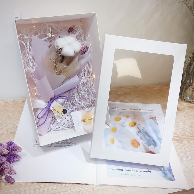 棉花畢業花束 /畢業花束/永生花/乾燥花束/棉花/花束