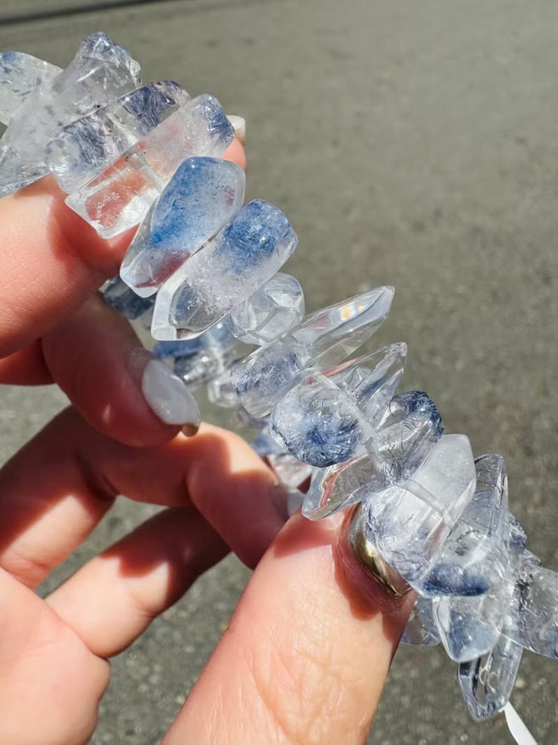 高透天然玻璃體透藍線石水晶隨行44.72g防甲狀腺亢進加強表達能力