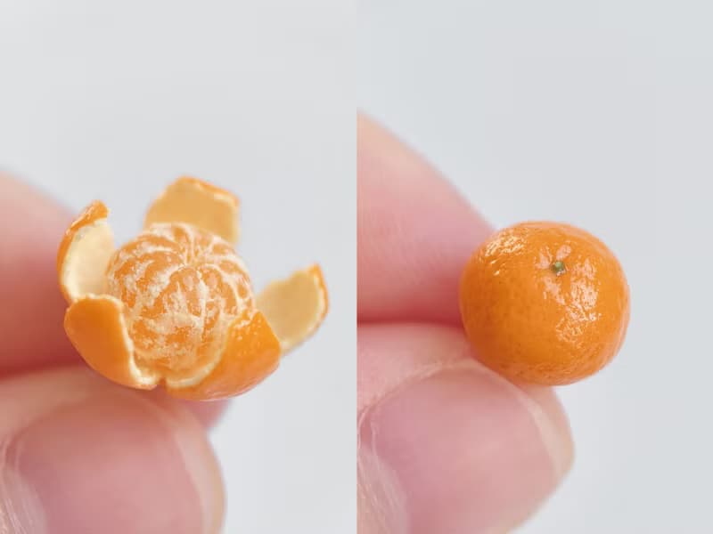 半裸橘子系列*原創軟陶手工小耳釘仿真橘子925銀耳針無耳洞耳夾