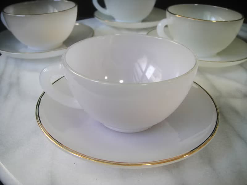 【老時光 OLD-TIME】早期法國製玻璃咖啡杯盤組(六杯+六盤)