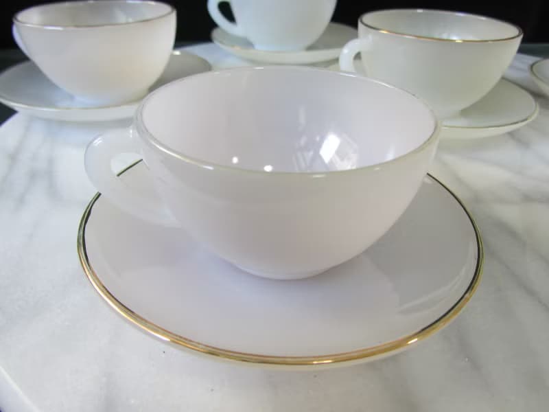 【老時光 OLD-TIME】早期法國製玻璃咖啡杯盤組(六杯+六盤)