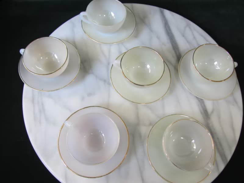 【老時光 OLD-TIME】早期法國製玻璃咖啡杯盤組(六杯+六盤)