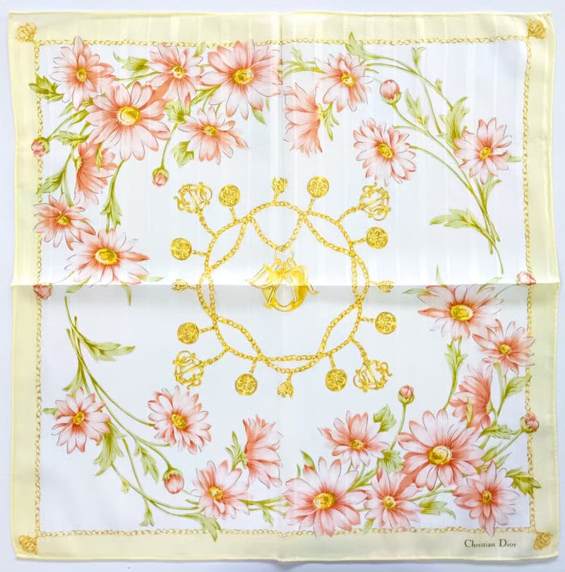 Christian Dior Vintage Handkerchief Sweet Gerbera 18 x 18 inches Gifts for Her
