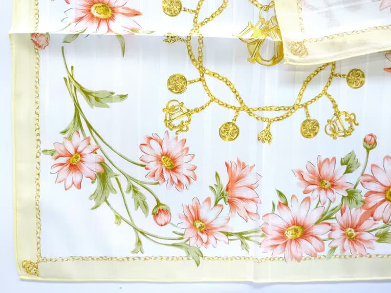 Christian Dior Vintage Handkerchief Sweet Gerbera 18 x 18 inches Gifts for Her