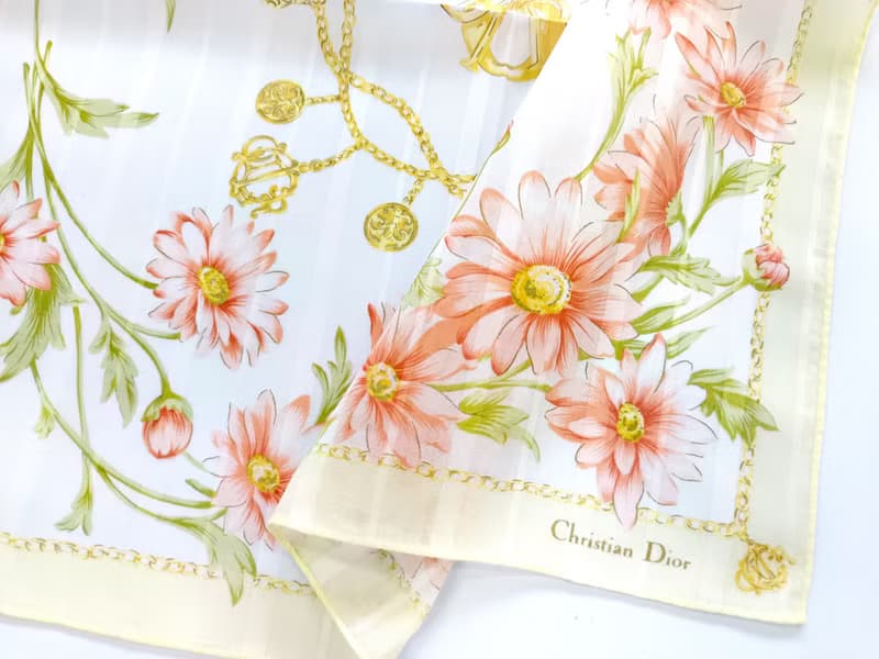 Christian Dior Vintage Handkerchief Sweet Gerbera 18 x 18 inches Gifts for Her