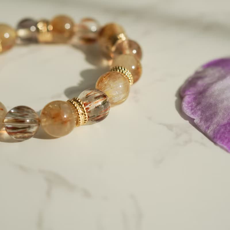 金髪晶黑金超七髪晶14KGF手鏈