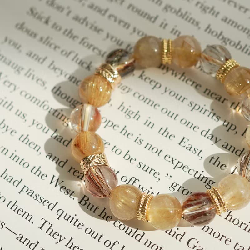 金髪晶黑金超七髪晶14KGF手鏈