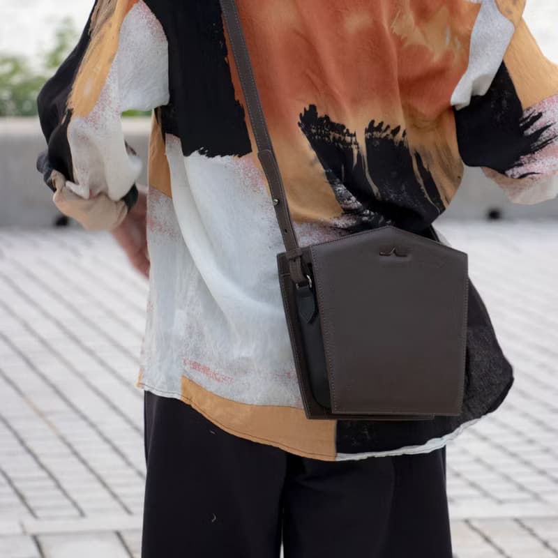 TAT・復古瀟灑罕有五角形簡約單肩斜揹包・可調節肩帶・朱古力