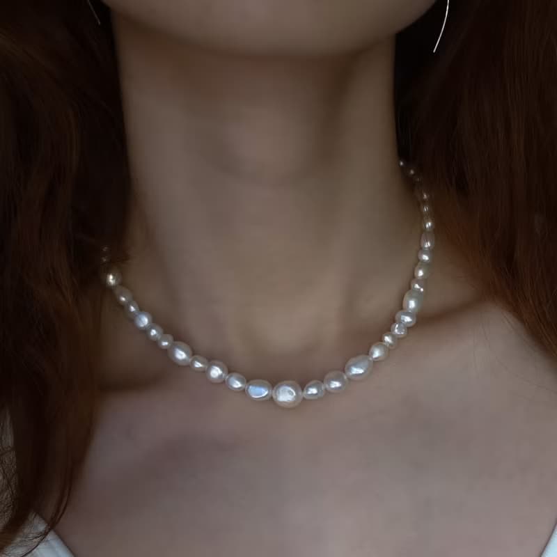 Valerie 全珍珠項鍊/巴洛克/天然淡水珍珠/細緻/鎖骨項鍊/頸鍊