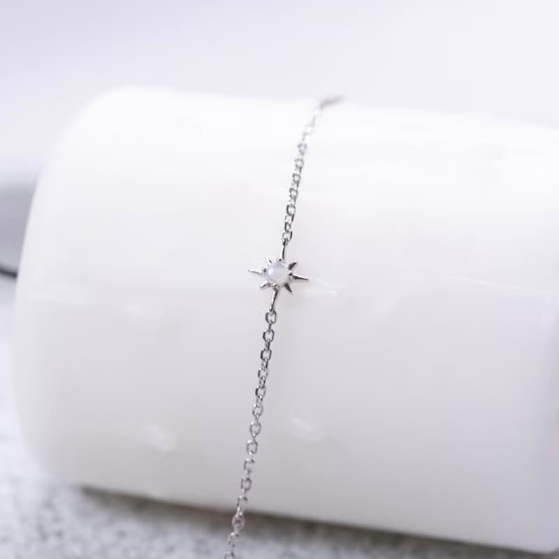 蛋白石925純銀星芒手鍊