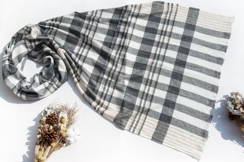 喀什米爾Cashmere 針織圍巾 純羊毛圍巾 手織圍巾 編織圍巾-日本