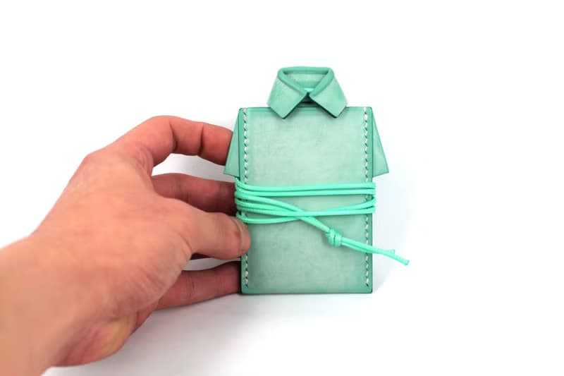 MOOS X WASOME ORIGAMI 植鞣牛革 全人手縫製 卡片套 (薄荷綠色)
