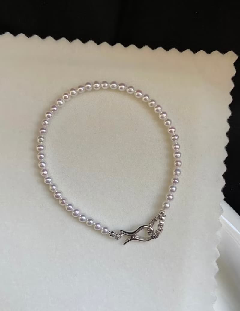 YuanPearl天然極光近圓3-3.mmbaby珍珠手鍊ot扣純銀手鍊迷你珍珠