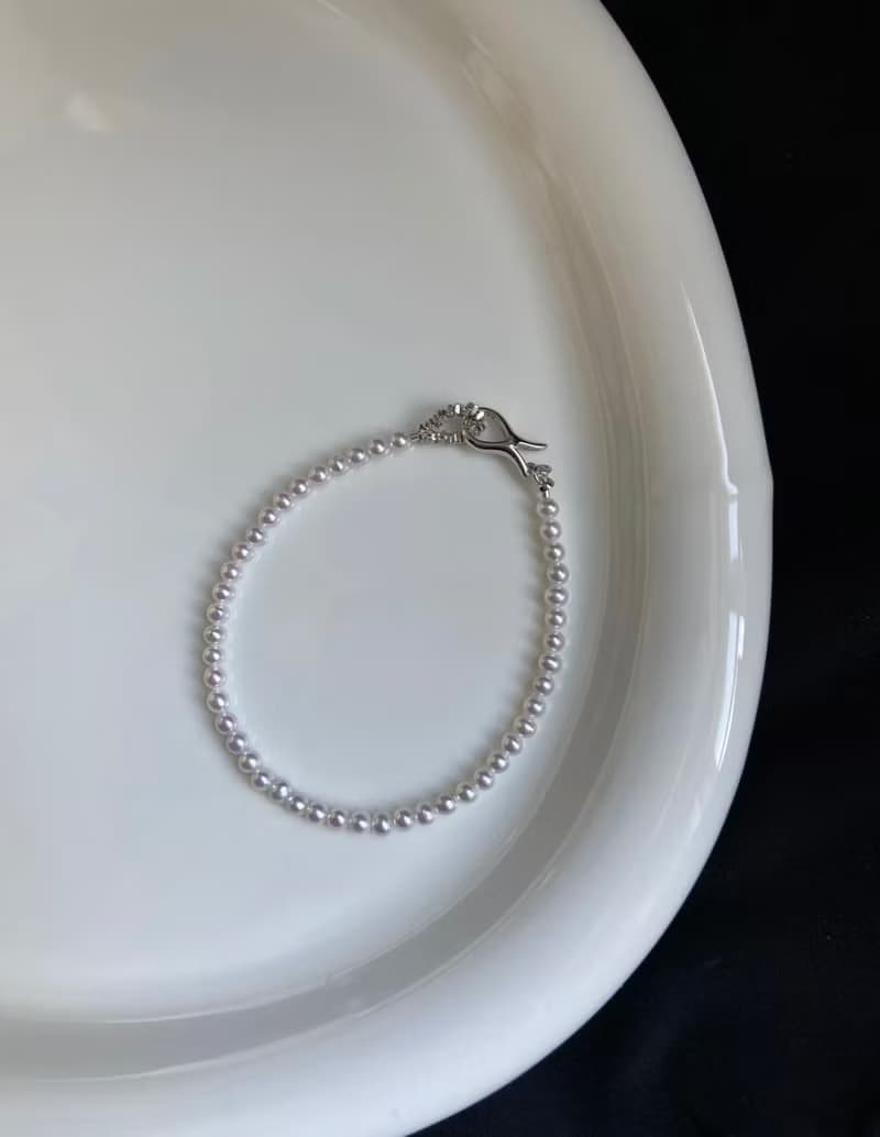 YuanPearl天然極光近圓3-3.mmbaby珍珠手鍊ot扣純銀手鍊迷你珍珠