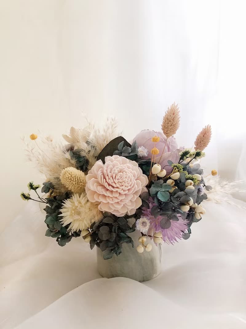 古典紫色永生盆花 永生花 永生玫瑰花 乾燥花 開幕盆花 紀念日禮