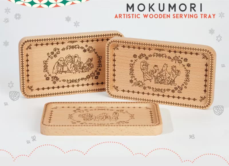 長頸小貓木製藝術木盤 - MokuMori 聖誕系列