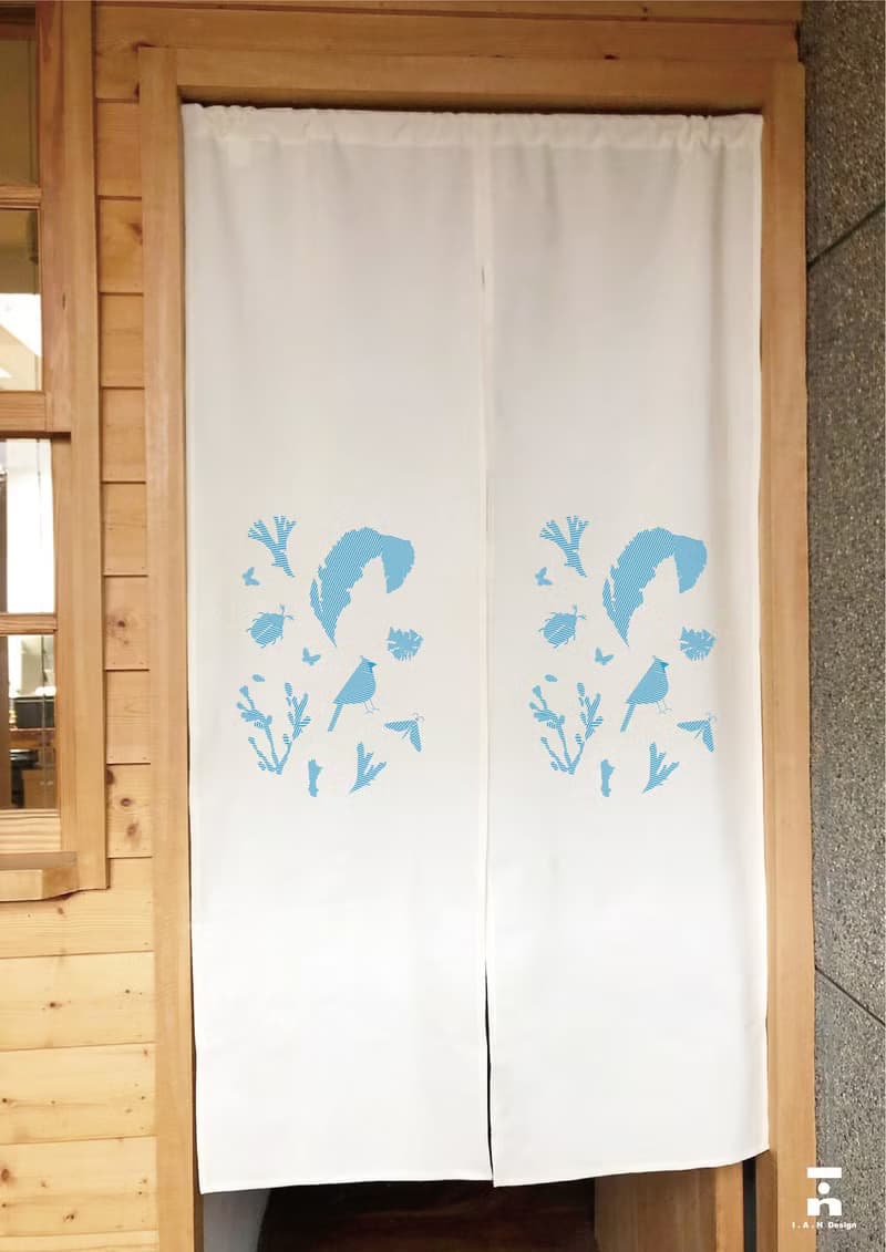 (多色款訂製專區) 生物線性-有機棉絹印日式中門簾Organic Cotton