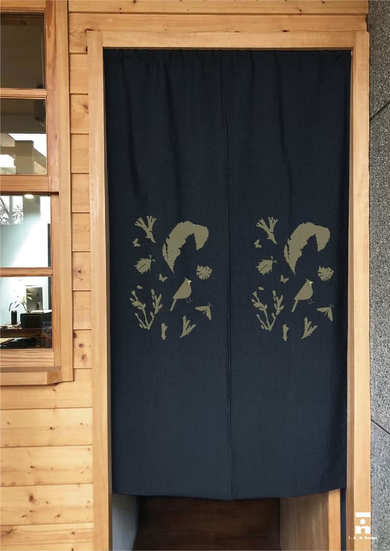 (多色款訂製專區) 生物線性-有機棉絹印日式中門簾Organic Cotton