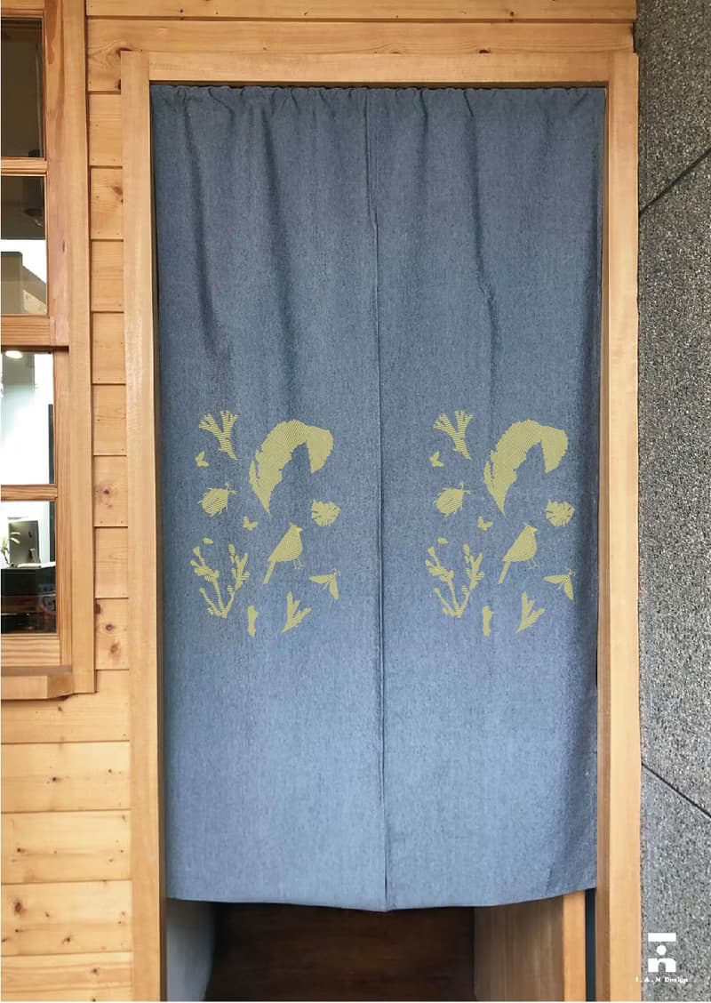 (多色款訂製專區) 生物線性-有機棉絹印日式中門簾Organic Cotton