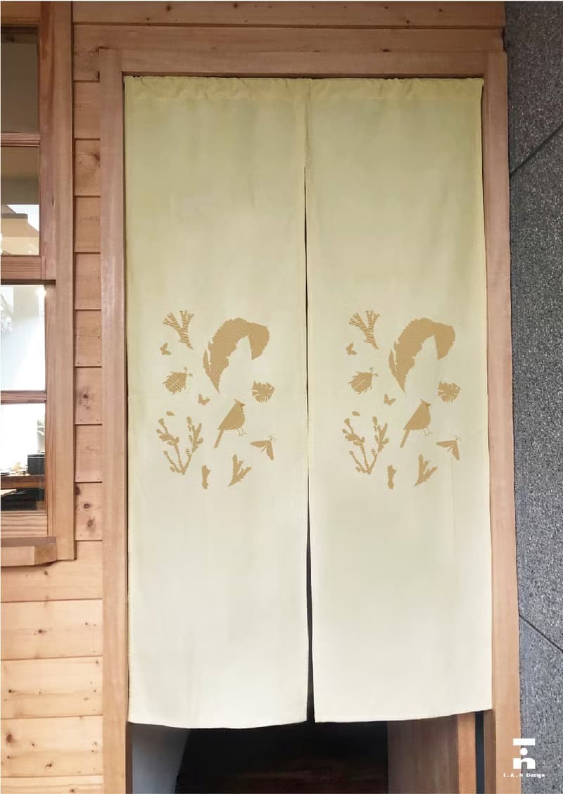 (多色款訂製專區) 生物線性-有機棉絹印日式中門簾Organic Cotton