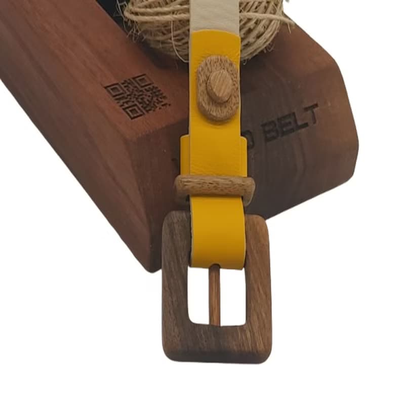 Wood Belt Fiordland Kind 210 - Walnut Wood Yellow Leather Belt